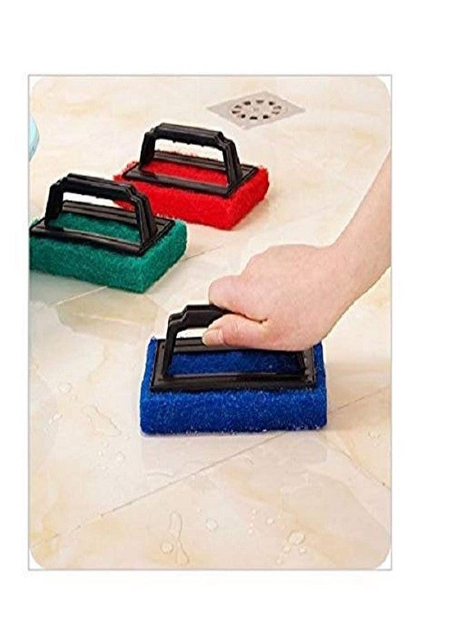 HELLYZ Heavy Duty Tile Cleaning/Floor Cleaning Brush with Sponge Scrub Pad and Handle for Home, Kitchen, Bathroom Multi Purpose Brush - Image 2
